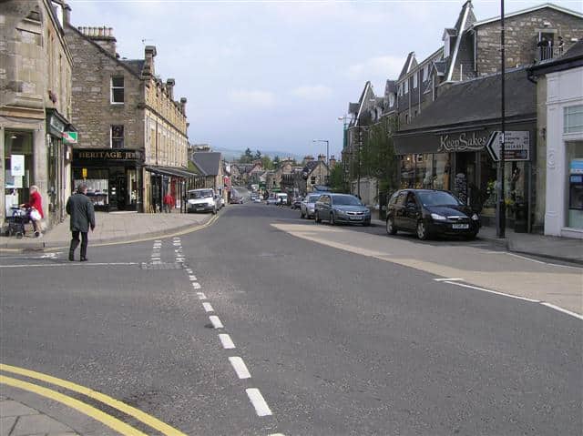 Shops along the main street in Pitlochry
